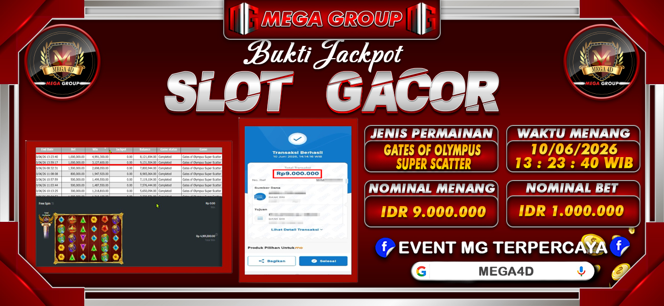 Bukti JP situs Mega4D hari Kamis, 11 Juni 2026