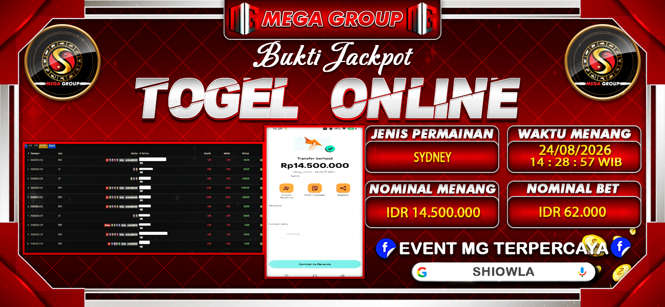 Bukti JP situs Shiowla hari Senin, 24 Agustus 2026